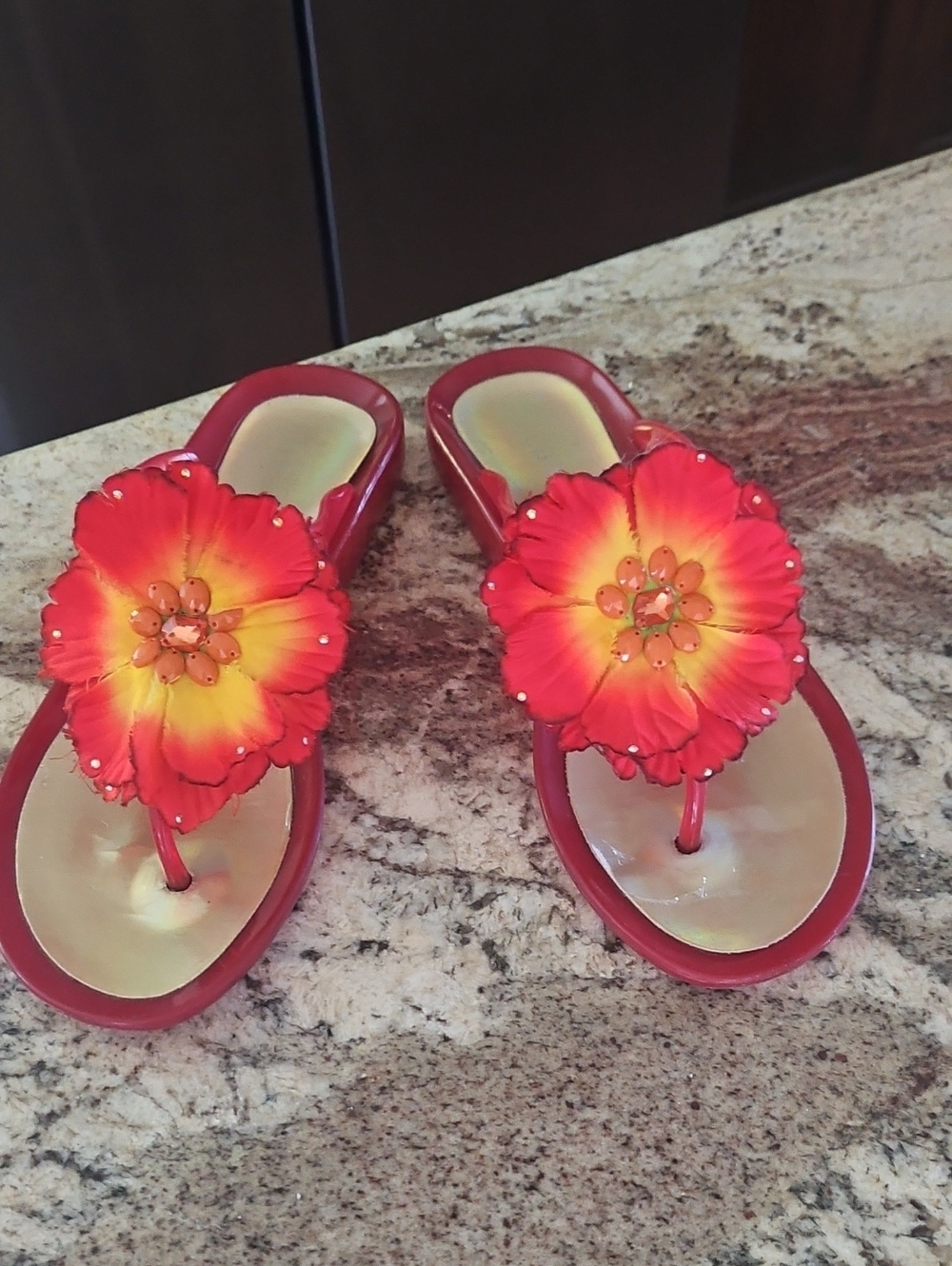 BCBGeneration Red Gloss Jelly Slide Sandals